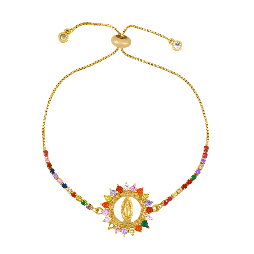 Coloured Zircon Virgin Mary Bracelet with Personalized Fashion Jewellery