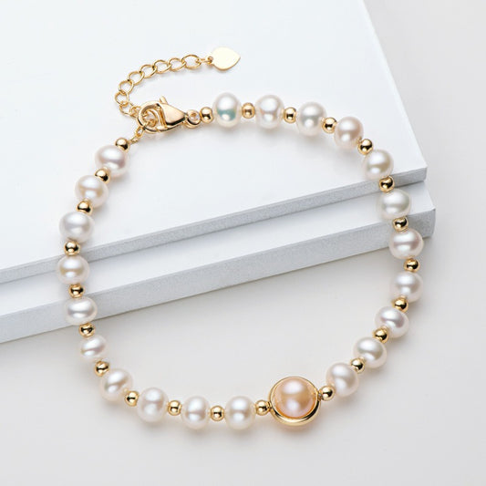 Small Design Luxury And Premium 14K Gold Wrapped Pearl Bracelet Womanmens Natural Freshwater Pearl Jewelry