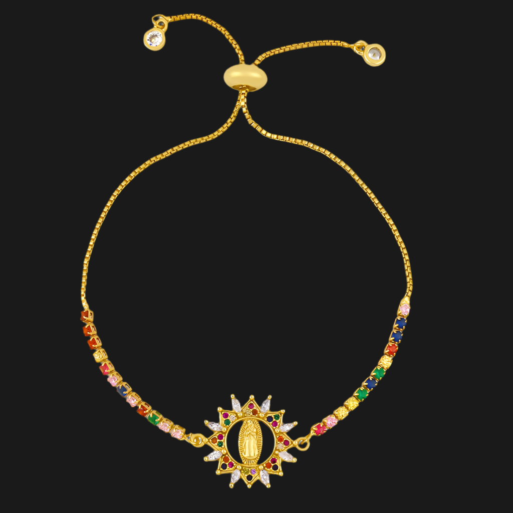 Coloured Zircon Virgin Mary Bracelet with Personalized Fashion Jewellery