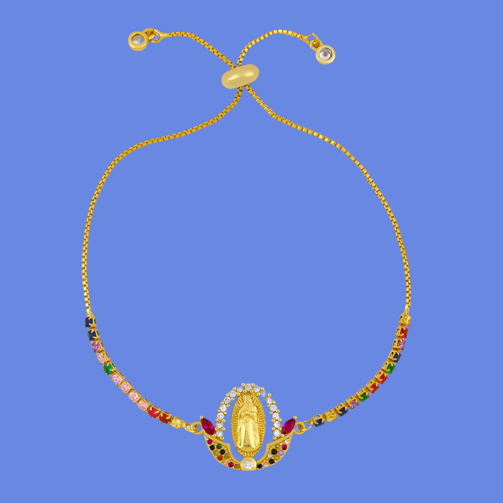 Coloured Zircon Virgin Mary Bracelet with Personalized Fashion Jewellery