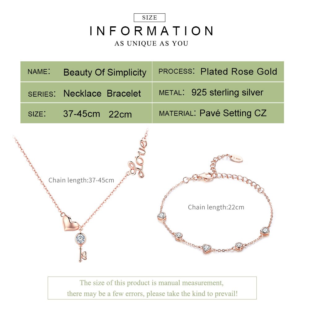 925 Sterling Silver Key Lock of Love Gold Colour Necklaces Bracelets Jewellery Sets Wedding Authentic Silver Jewellery Set